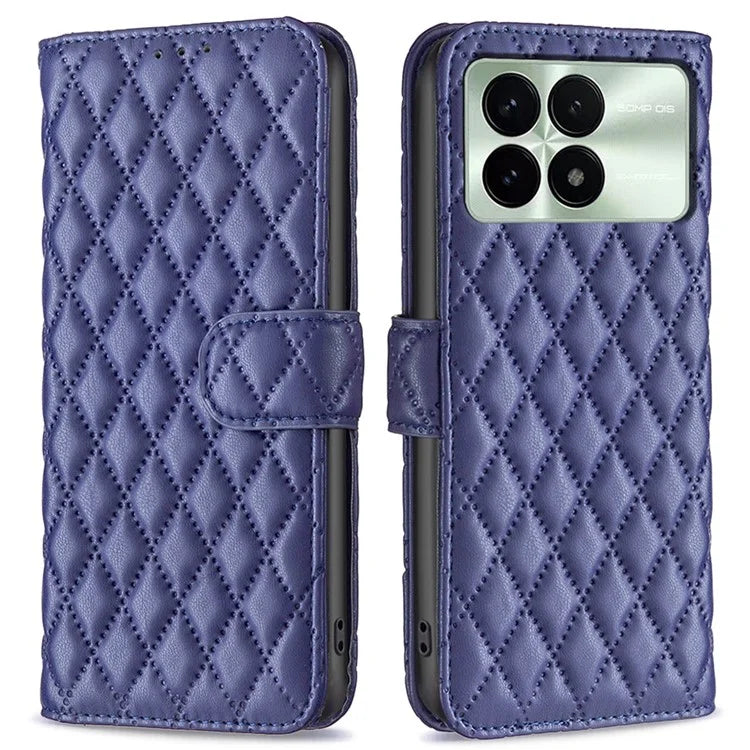 BINFEN COLOR BF Style-14 For Xiaomi Redmi K70 5G  /  K70 Pro 5G Leather Case Rhombus Grid Cover Wallet Stand