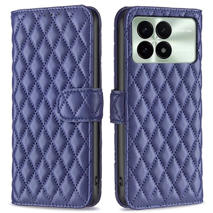 BINFEN COLOR BF Style-14 For Xiaomi Redmi K70 5G  /  K70 Pro 5G Leather Case Rhombus Grid Cover Wallet Stand