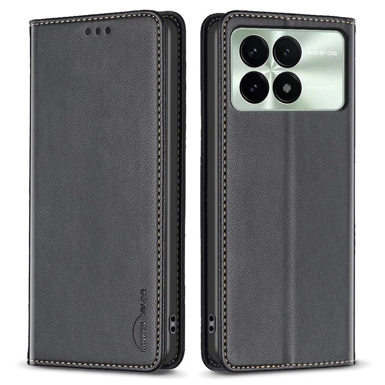 BINFEN COLOR BF18 For Xiaomi Redmi K70 5G  /  K70 Pro 5G Case Stand PU Leather Flip Cover with 3 Card Slots