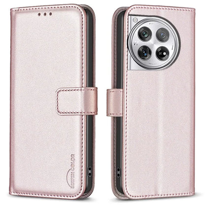BINFEN COLOR BF17 For OnePlus 12 5G Leather Wallet Case Imprint Full Protection Cover Stand