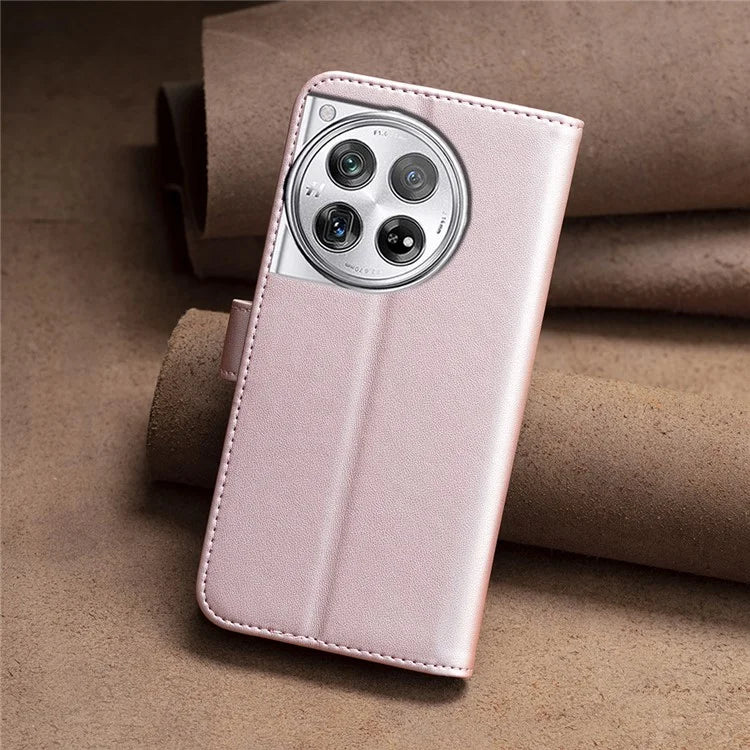 BINFEN COLOR BF17 For OnePlus 12 5G Leather Wallet Case Imprint Full Protection Cover Stand