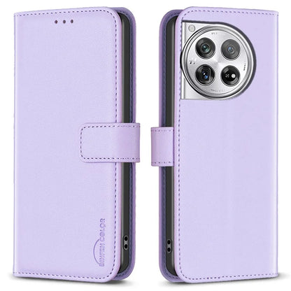 BINFEN COLOR BF17 For OnePlus 12 5G Leather Wallet Case Imprint Full Protection Cover Stand
