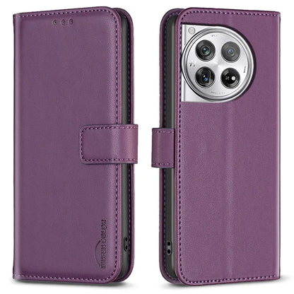 BINFEN COLOR BF17 For OnePlus 12 5G Leather Wallet Case Imprint Full Protection Cover Stand