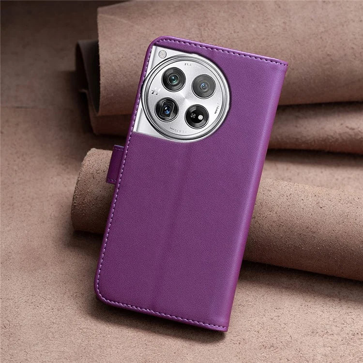 BINFEN COLOR BF17 For OnePlus 12 5G Leather Wallet Case Imprint Full Protection Cover Stand