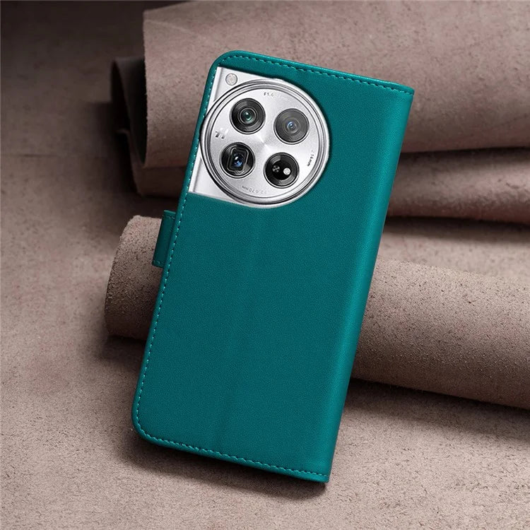 BINFEN COLOR BF17 For OnePlus 12 5G Leather Wallet Case Imprint Full Protection Cover Stand