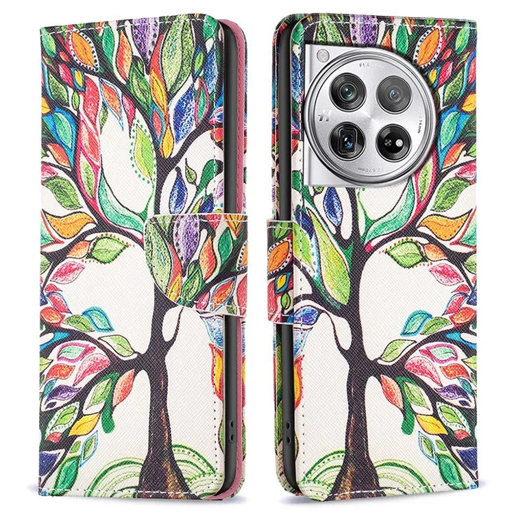 For OnePlus 12 5G Wallet Case Stand Pattern Printing PU Leather Phone Cover Protector