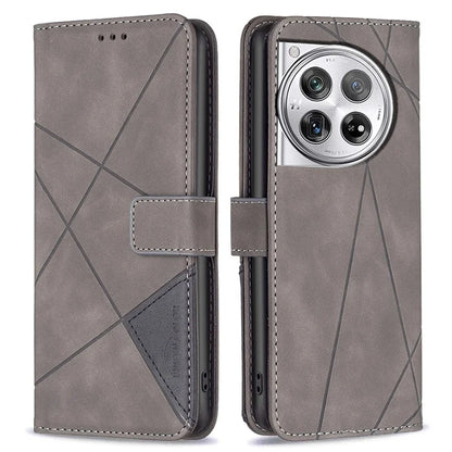 BINFEN COLOR BF05 For OnePlus 12 5G Case Stand Wallet Imprinted Line PU Leather Cover