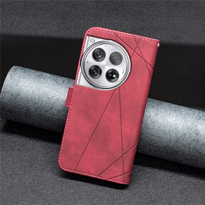 BINFEN COLOR BF05 For OnePlus 12 5G Case Stand Wallet Imprinted Line PU Leather Cover