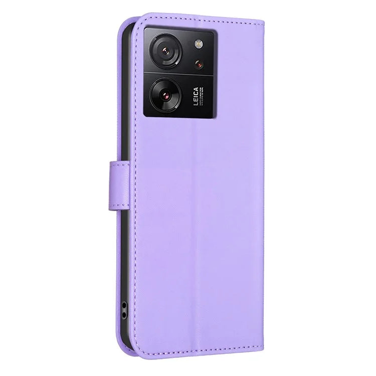For Xiaomi 13T Case with Wallet Clover Pattern Leather Phone Stand Flip Cover