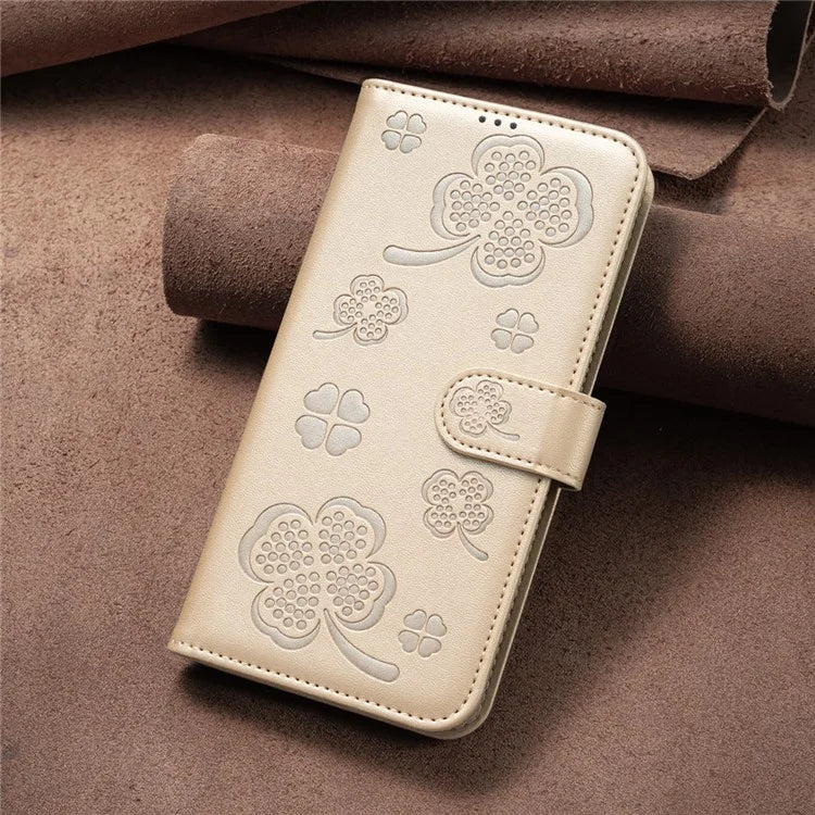 For Xiaomi 13T Case with Wallet Clover Pattern Leather Phone Stand Flip Cover