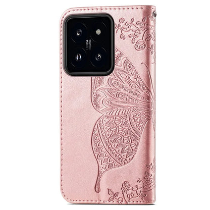 For Xiaomi 14 Phone Case Imprinted Butterfly Pattern PU Leather Cover Wallet