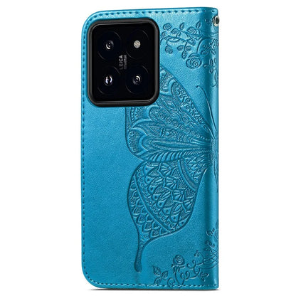 For Xiaomi 14 Phone Case Imprinted Butterfly Pattern PU Leather Cover Wallet