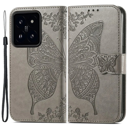For Xiaomi 14 Phone Case Imprinted Butterfly Pattern PU Leather Cover Wallet