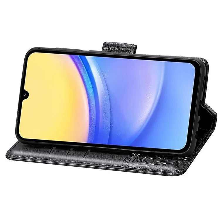 For Samsung Galaxy A15 5G Wallet Case PU Leather Wrist Strap Card Slots Cover