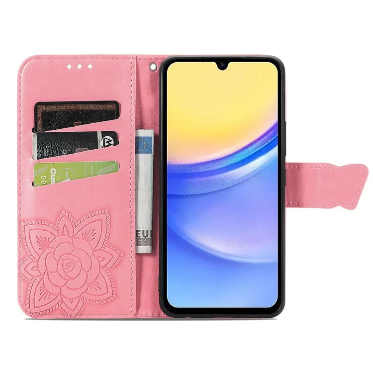 For Samsung Galaxy A15 5G Wallet Case PU Leather Wrist Strap Card Slots Cover