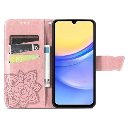 For Samsung Galaxy A15 5G Wallet Case PU Leather Wrist Strap Card Slots Cover