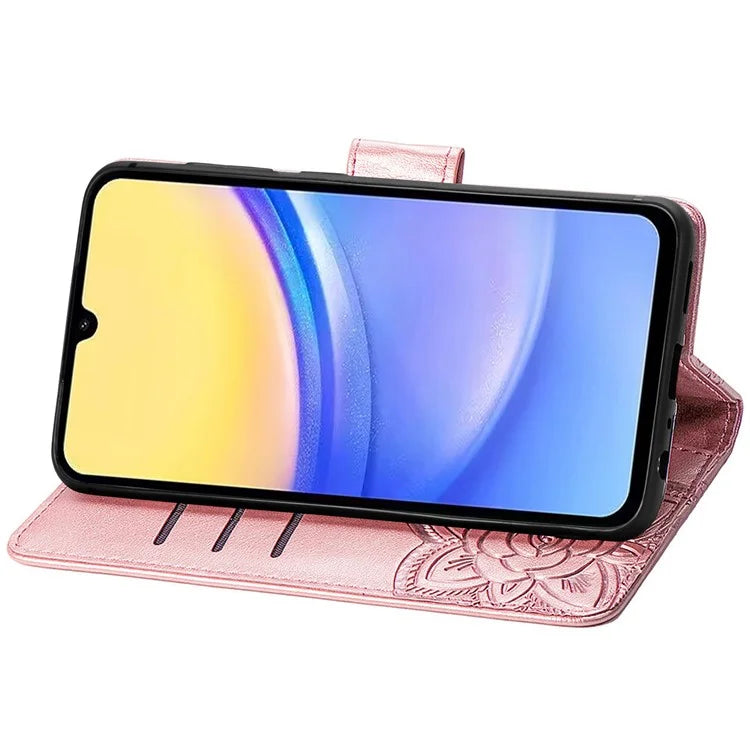 For Samsung Galaxy A15 5G Wallet Case PU Leather Wrist Strap Card Slots Cover