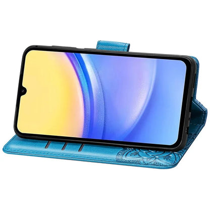 For Samsung Galaxy A15 5G Wallet Case PU Leather Wrist Strap Card Slots Cover