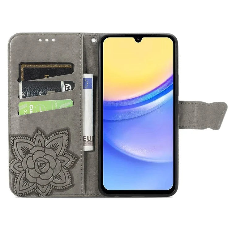 For Samsung Galaxy A15 5G Wallet Case PU Leather Wrist Strap Card Slots Cover