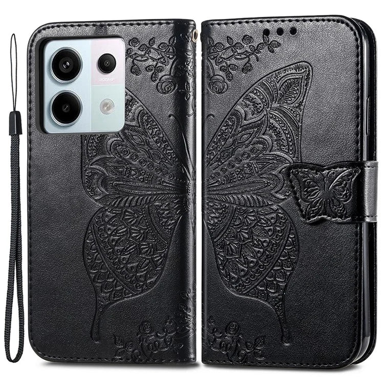 For Xiaomi Redmi Note 13 Pro 5G / Poco X6 5G Case Wallet with Card Holder Butterfly Pattern PU Leather Phone Cover