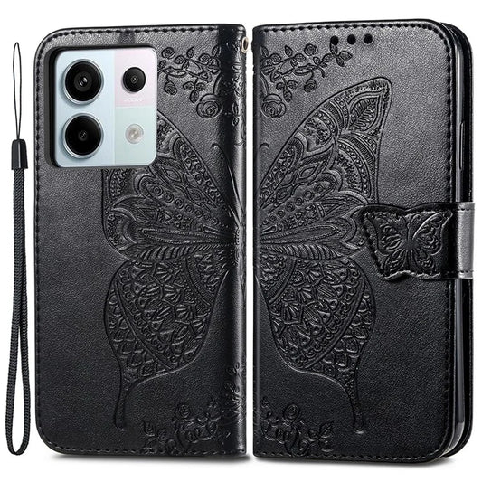 For Xiaomi Redmi Note 13 Pro 5G / Poco X6 5G Case Wallet with Card Holder Butterfly Pattern PU Leather Phone Cover