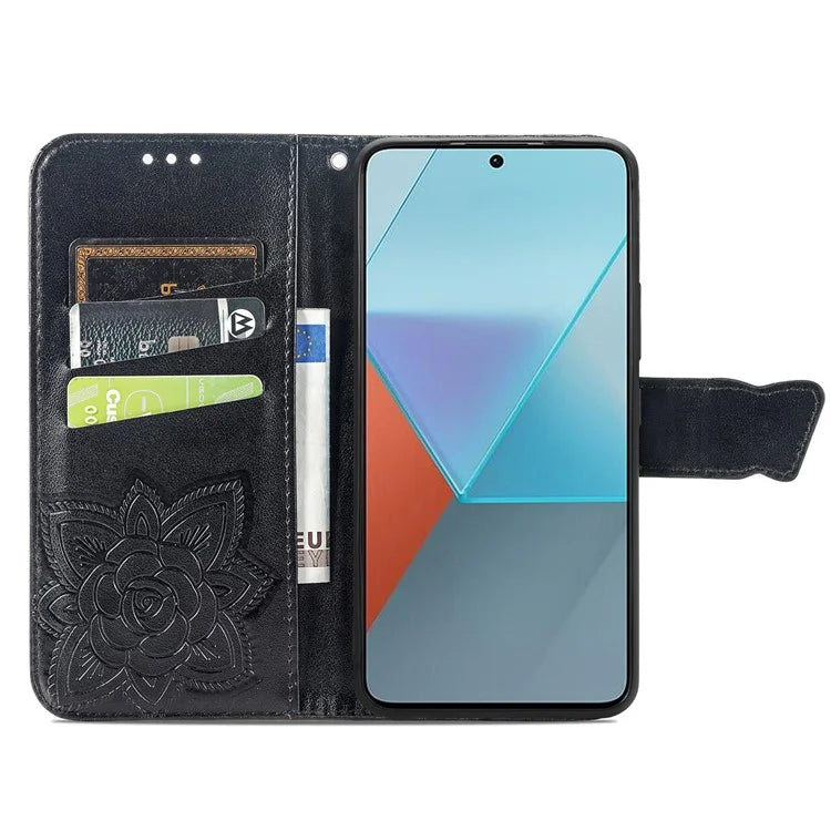 For Xiaomi Redmi Note 13 Pro 5G / Poco X6 5G Case Wallet with Card Holder Butterfly Pattern PU Leather Phone Cover