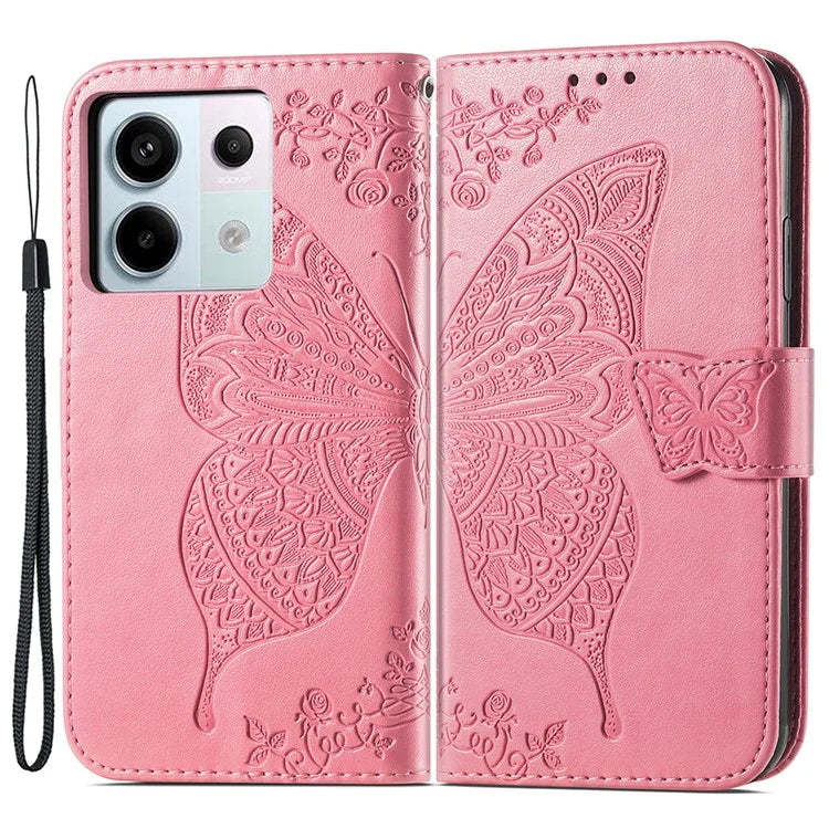 For Xiaomi Redmi Note 13 Pro 5G / Poco X6 5G Case Wallet with Card Holder Butterfly Pattern PU Leather Phone Cover
