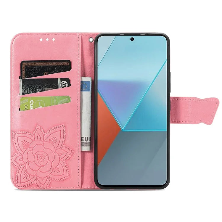 For Xiaomi Redmi Note 13 Pro 5G / Poco X6 5G Case Wallet with Card Holder Butterfly Pattern PU Leather Phone Cover
