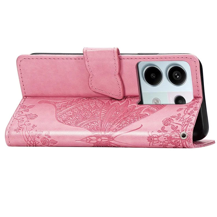 For Xiaomi Redmi Note 13 Pro 5G / Poco X6 5G Case Wallet with Card Holder Butterfly Pattern PU Leather Phone Cover