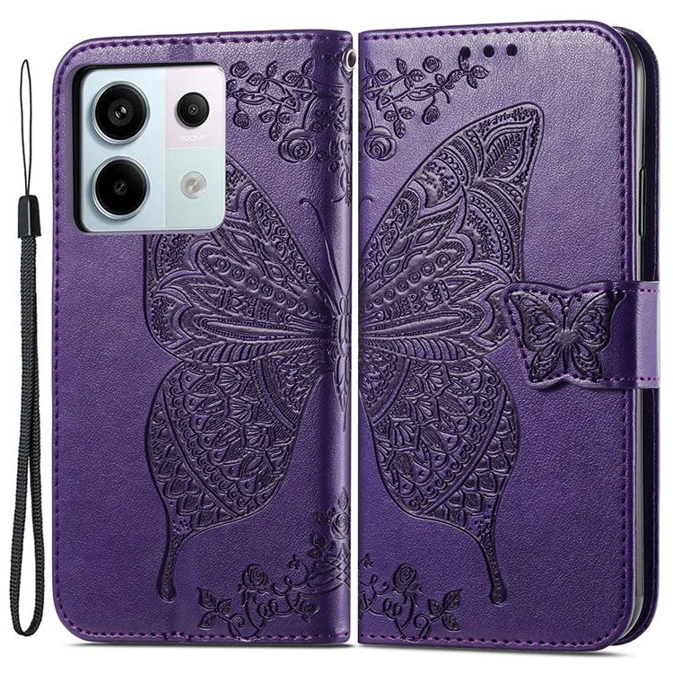 For Xiaomi Redmi Note 13 Pro 5G / Poco X6 5G Case Wallet with Card Holder Butterfly Pattern PU Leather Phone Cover