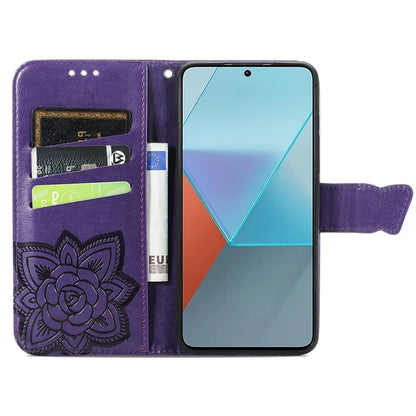 For Xiaomi Redmi Note 13 Pro 5G / Poco X6 5G Case Wallet with Card Holder Butterfly Pattern PU Leather Phone Cover
