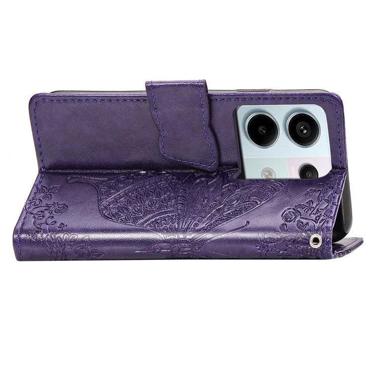 For Xiaomi Redmi Note 13 Pro 5G / Poco X6 5G Case Wallet with Card Holder Butterfly Pattern PU Leather Phone Cover