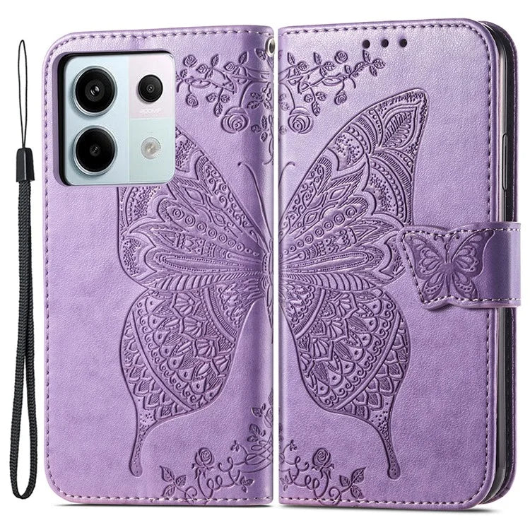 For Xiaomi Redmi Note 13 Pro 5G / Poco X6 5G Case Wallet with Card Holder Butterfly Pattern PU Leather Phone Cover