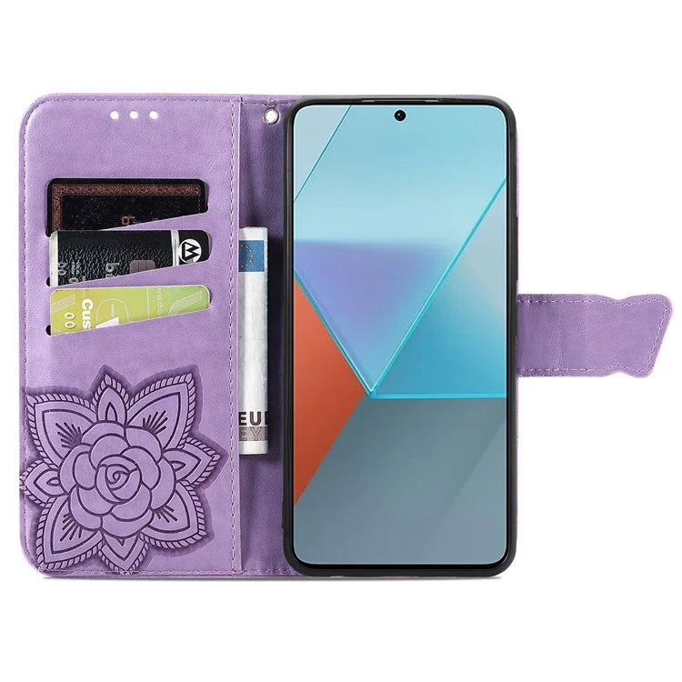 For Xiaomi Redmi Note 13 Pro 5G / Poco X6 5G Case Wallet with Card Holder Butterfly Pattern PU Leather Phone Cover