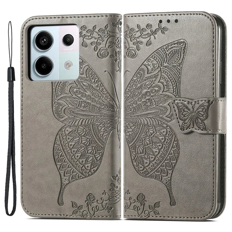 For Xiaomi Redmi Note 13 Pro 5G / Poco X6 5G Case Wallet with Card Holder Butterfly Pattern PU Leather Phone Cover