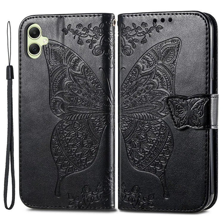 For Samsung Galaxy A05 4G Leather Case Butterfly Pattern Phone Cover Wallet Stand