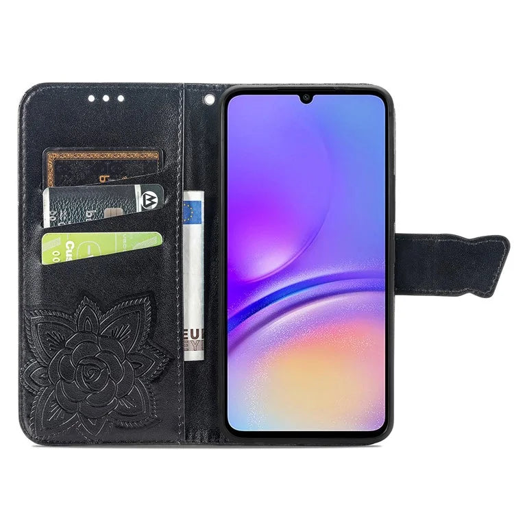 For Samsung Galaxy A05 4G Leather Case Butterfly Pattern Phone Cover Wallet Stand