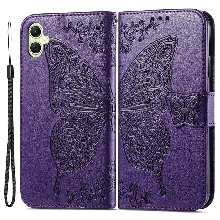 For Samsung Galaxy A05 4G Leather Case Butterfly Pattern Phone Cover Wallet Stand