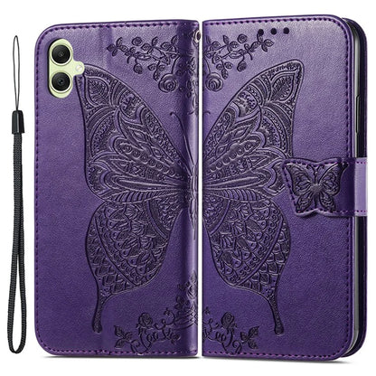 For Samsung Galaxy A05 4G Leather Case Butterfly Pattern Phone Cover Wallet Stand