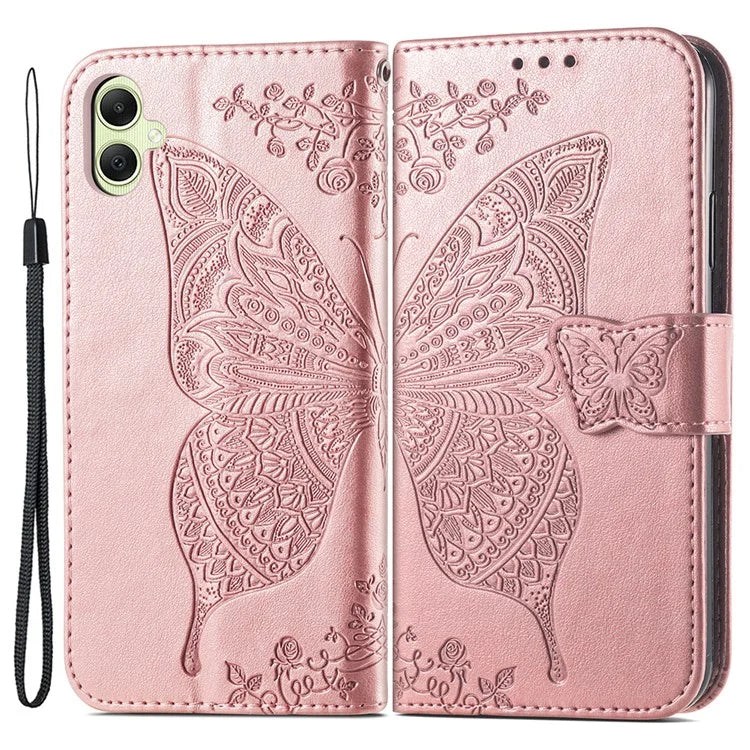 For Samsung Galaxy A05 4G Leather Case Butterfly Pattern Phone Cover Wallet Stand