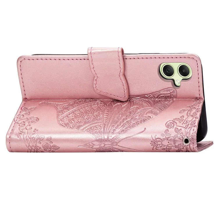 For Samsung Galaxy A05 4G Leather Case Butterfly Pattern Phone Cover Wallet Stand