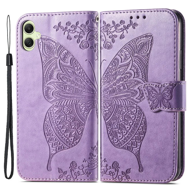 For Samsung Galaxy A05 4G Leather Case Butterfly Pattern Phone Cover Wallet Stand
