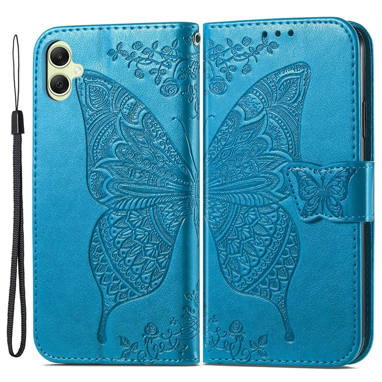 For Samsung Galaxy A05 4G Leather Case Butterfly Pattern Phone Cover Wallet Stand