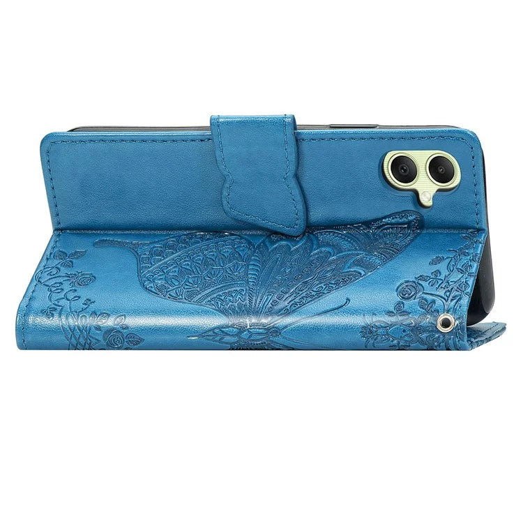 For Samsung Galaxy A05 4G Leather Case Butterfly Pattern Phone Cover Wallet Stand