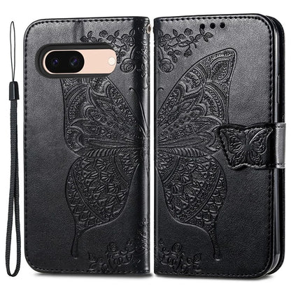 For Google Pixel 8a Phone Case Butterfly Pattern Imprinted PU Leather Flip Cover