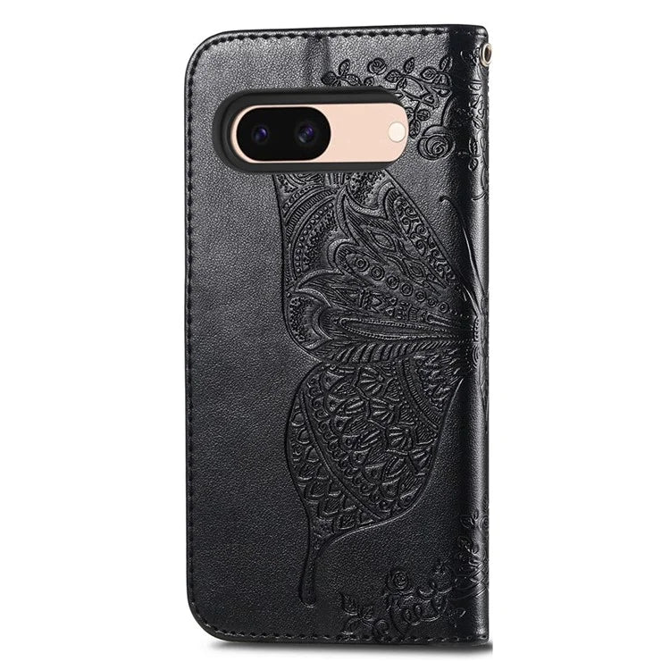 For Google Pixel 8a Phone Case Butterfly Pattern Imprinted PU Leather Flip Cover