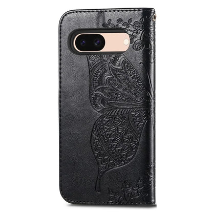 For Google Pixel 8a Phone Case Butterfly Pattern Imprinted PU Leather Flip Cover