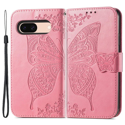 For Google Pixel 8a Phone Case Butterfly Pattern Imprinted PU Leather Flip Cover