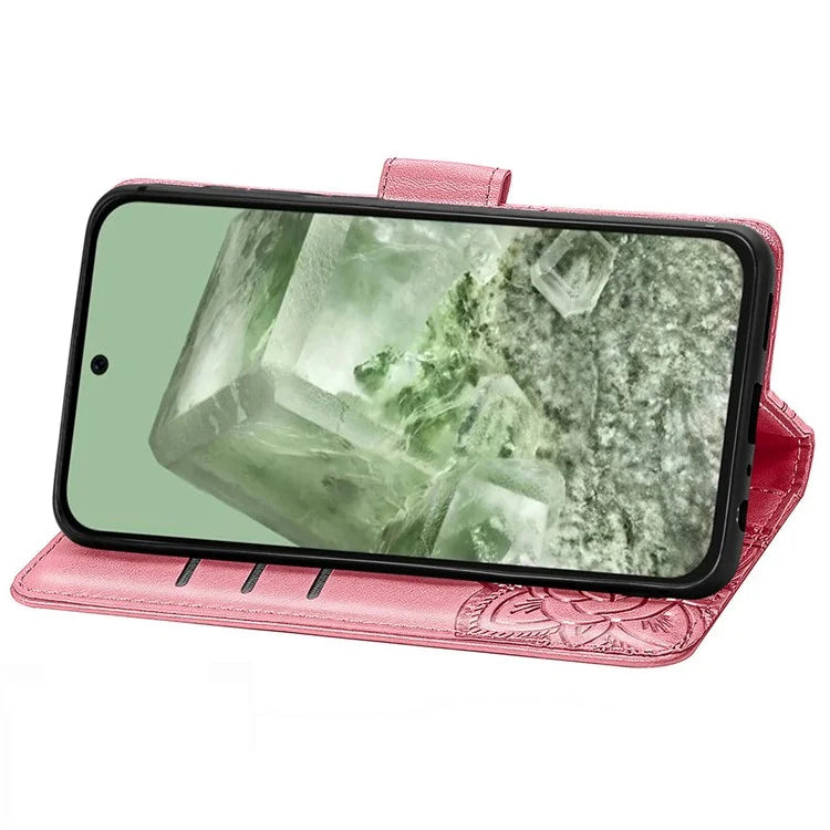 For Google Pixel 8a Phone Case Butterfly Pattern Imprinted PU Leather Flip Cover