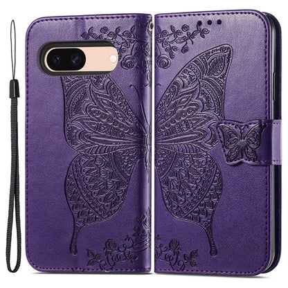 For Google Pixel 8a Phone Case Butterfly Pattern Imprinted PU Leather Flip Cover